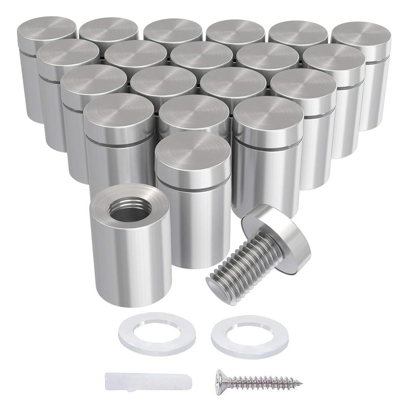 LuckIn 20-Pack Standoff Screws (1/2 in. Dia x 3/4 in. L), Stainless Steel Standoff Mounting Hardware for Acrylic Signs, Silver - Image 1
